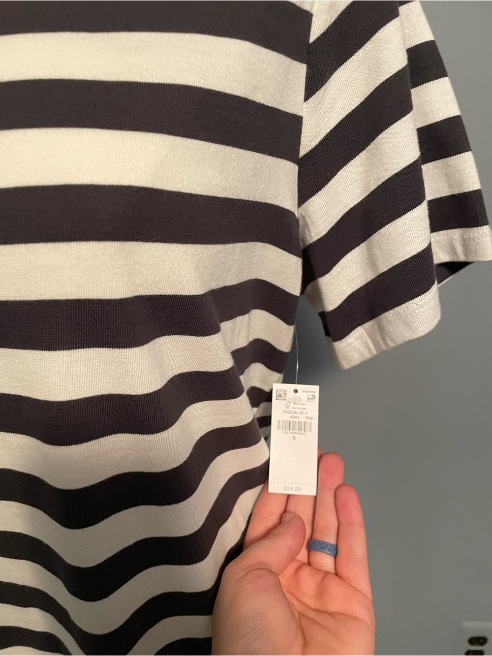 NWT Old Navy Striped Black and Grey Crewneck Women’s T- Shirt Dress - Picture 7 of 11